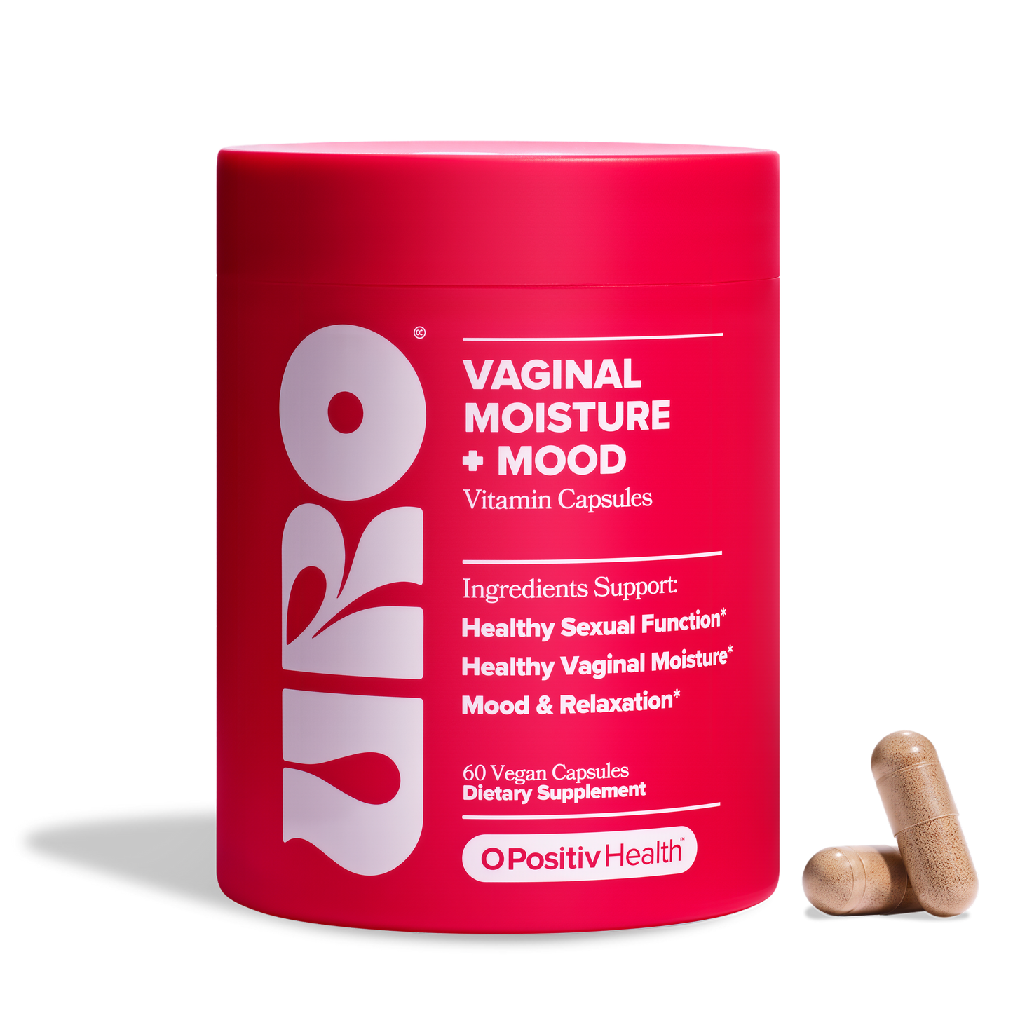 O Positiv URO Vaginal Moisture & Mood – Formulated to Support Vaginal Moisture, Mood & Relaxation – with KSM-66® Ashwagandha, Ginkgo Biloba, Mucuna pruriens, and GABA – 30 Servings