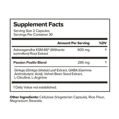 O Positiv URO Vaginal Moisture & Mood – Formulated to Support Vaginal Moisture, Mood & Relaxation – with KSM-66® Ashwagandha, Ginkgo Biloba, Mucuna pruriens, and GABA – 30 Servings