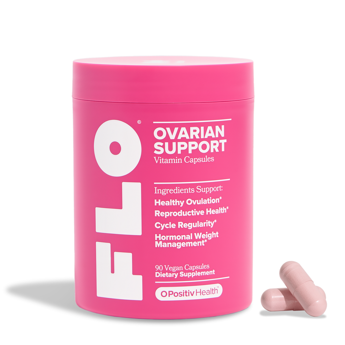 O Positiv FLO Ovarian Health Support - Hormone Balance for Women, Supplement with DIM, Myo & D-Chiro Inositol, Folic Acid - Supports Healthy Ovulation, Cycle Regularity - 30 Servings