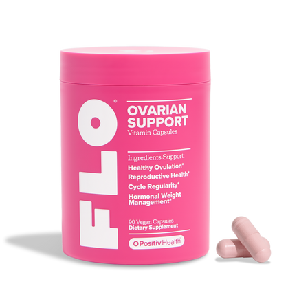 O Positiv FLO Ovarian Health Support - Hormone Balance for Women, Supplement with DIM, Myo & D-Chiro Inositol, Folic Acid - Supports Healthy Ovulation, Cycle Regularity - 30 Servings