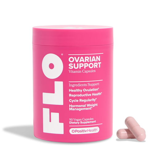 O Positiv FLO Ovarian Health Support - Hormone Balance for Women, Supplement with DIM, Myo & D-Chiro Inositol, Folic Acid - Supports Healthy Ovulation, Cycle Regularity - 30 Servings