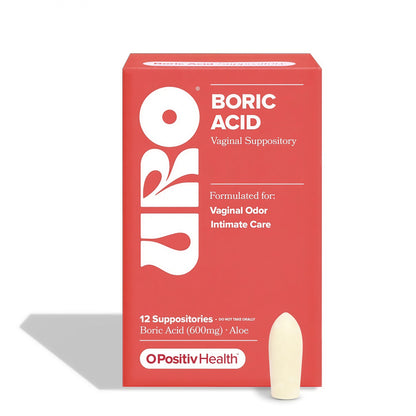 O Positiv URO Boric Acid Vaginal Suppository – with Lactic Acid, and Aloe for Fast Relief and Vaginal Odor Control – Vegan, Free from Parabens, Dyes, and Fragrances – 12 Count (Pack of 1)