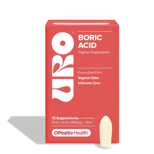 O Positiv URO Boric Acid Vaginal Suppository – with Lactic Acid, and Aloe for Fast Relief and Vaginal Odor Control – Vegan, Free from Parabens, Dyes, and Fragrances – 12 Count (Pack of 1)
