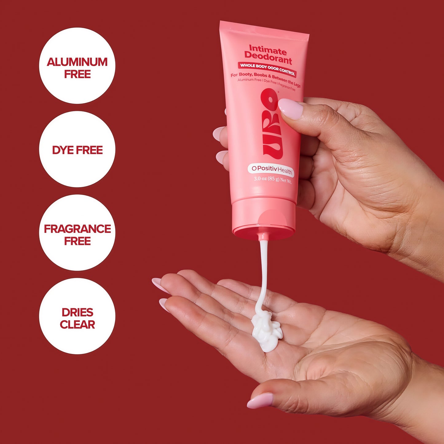 URO Intimate Whole Body Deodorant Cream – Dermatologist Tested, Hypoallergenic, Non-irritating, Aluminum Free, Unscented, Dries Clear – Odor & Moisture Control, Anti-Chafing – 3 Oz Tube (Pack of 1)