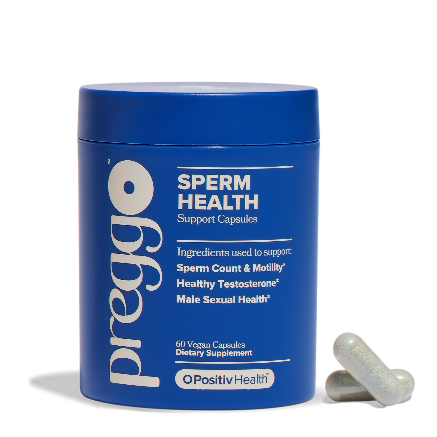 O Positiv Preggo Sperm Health Capsules for Men - OBGYN-Formulated for Improved Sperm Count & Motility with Tongkat Ali, NAC, Alpha Lipoic Acid – Male Reproductive Health, 60 Count (Pack of 1)